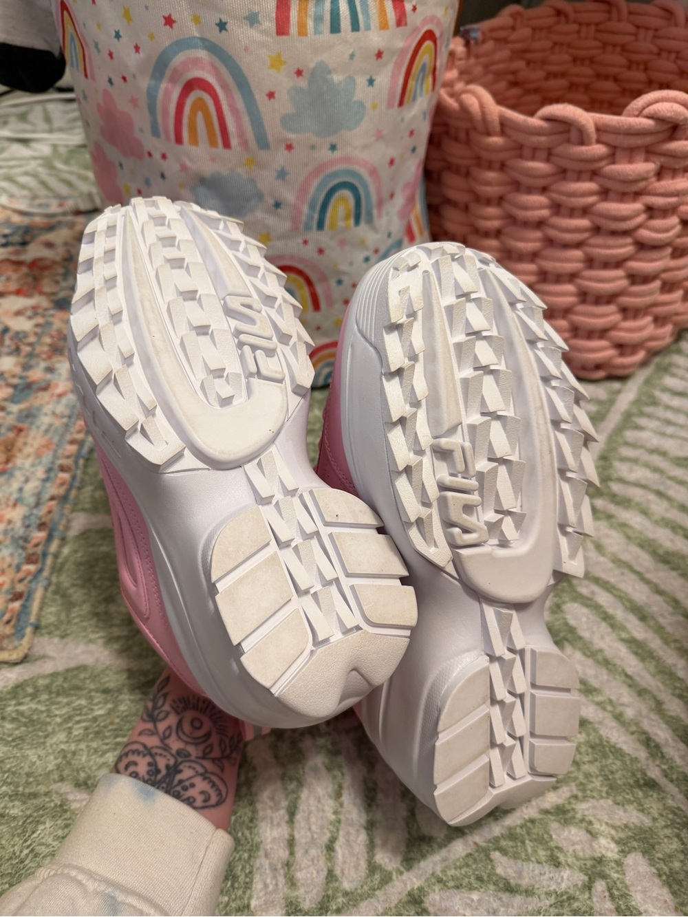 Fila Disruptors Pink and White Platform Sneakers - Picture 6 of 8